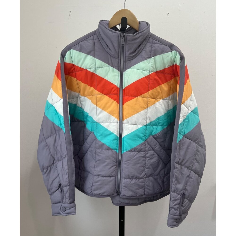 Free People FP Movement Pippa Packable Puffer Size Medium Y2K Stripes 90's - Picture 2 of 5